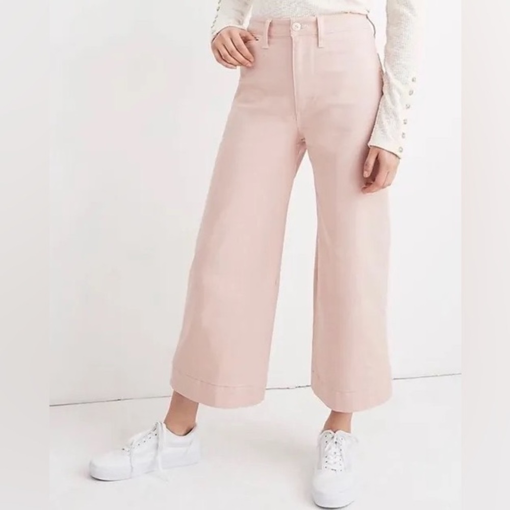 Madewell Pink Emmett Wide Leg High Rise Crop Pants size 27